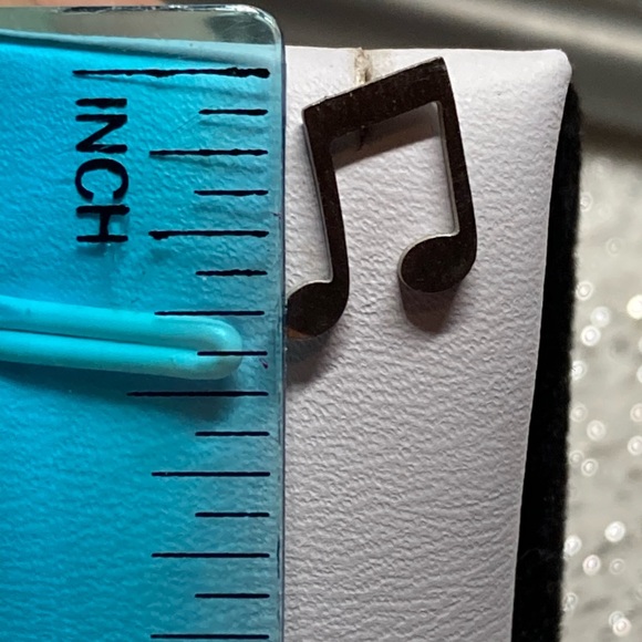 Stainless Steel Music Note Stud Earrings - Picture 4 of 4